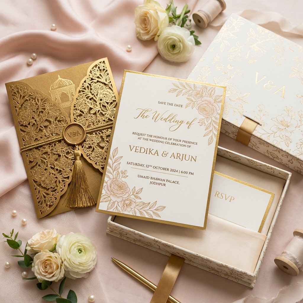 Luxury wedding invitation cards mockup